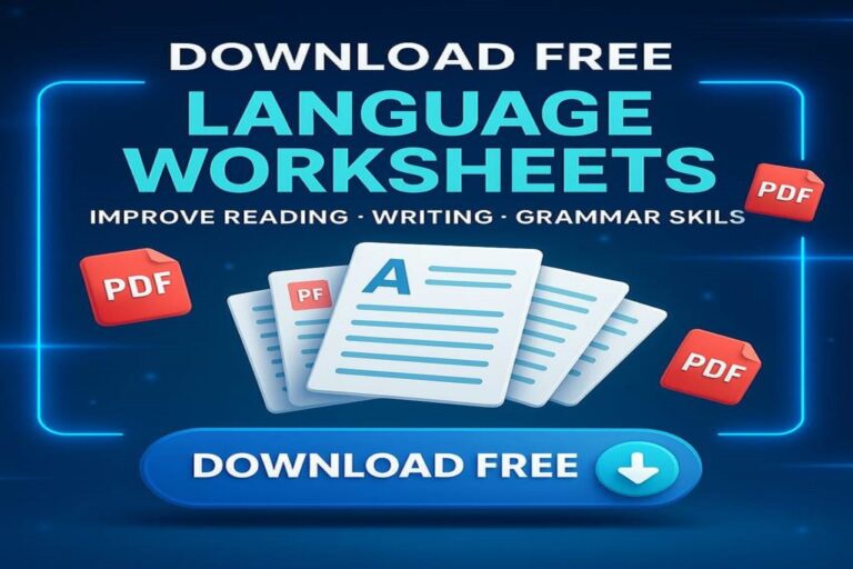 Download Free Language Worksheets (PDF) for Grades 1 to 8 – Grammar, Reading, and Writing Practice